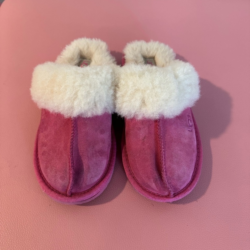 UGG Kids Fuchsia and Cream Slippers